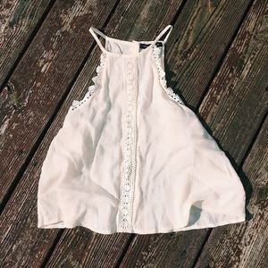 High neck white tank